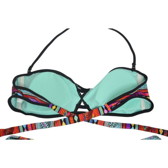 BIKINI LAB 2 Piece Multi-Color Tribal Print Padded Bikini Set, Size Large - Picture 5 of 7